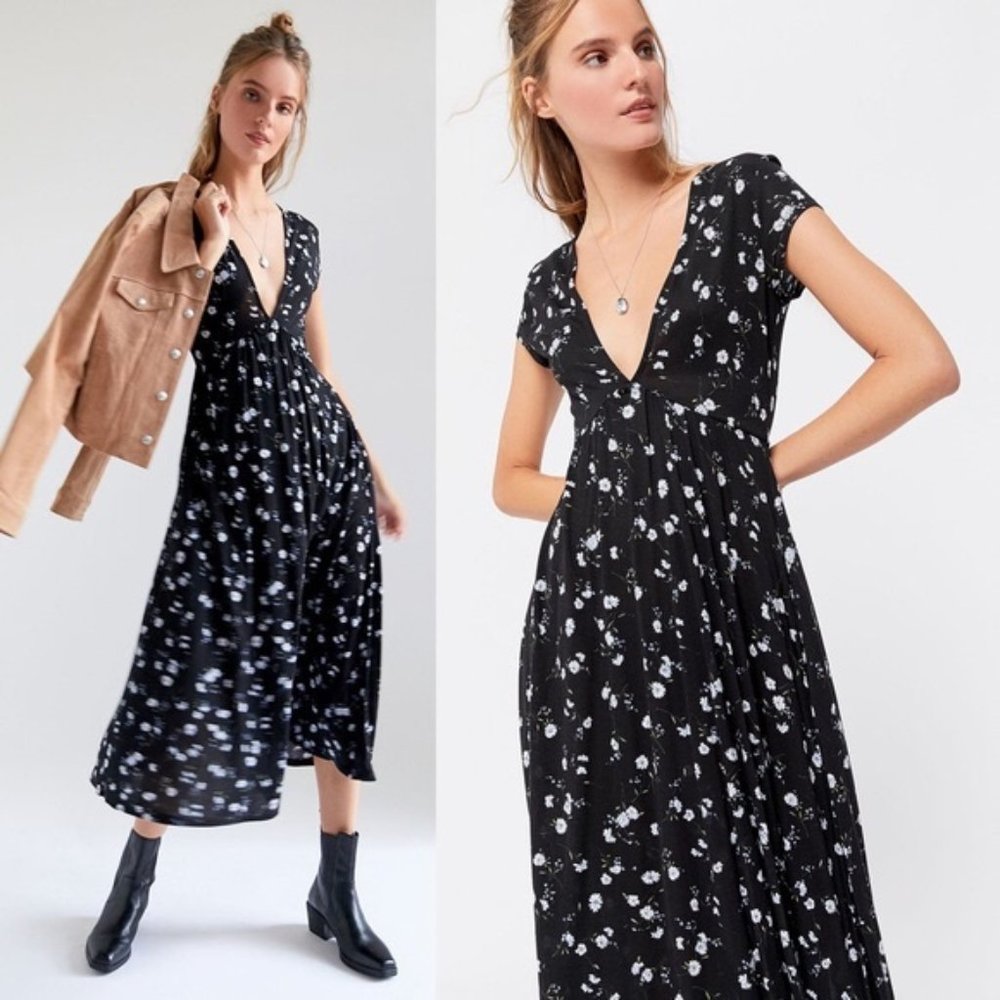 Dainty navy floral maxi dress urban outfitters